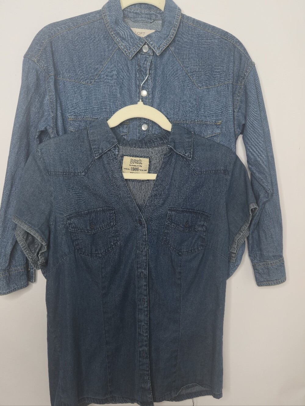 Bundle Of Two! Denim Shirts 1986 Vintage Short-Sleeve And Ann Talor Long Sleeve